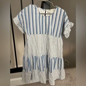 Blue and white stripped dress